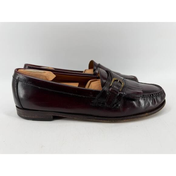 Cole Haan Men\'s Burgundy Leather Kiltie Fringe Buckle Loafers Dress Shoes 11 D main image 11